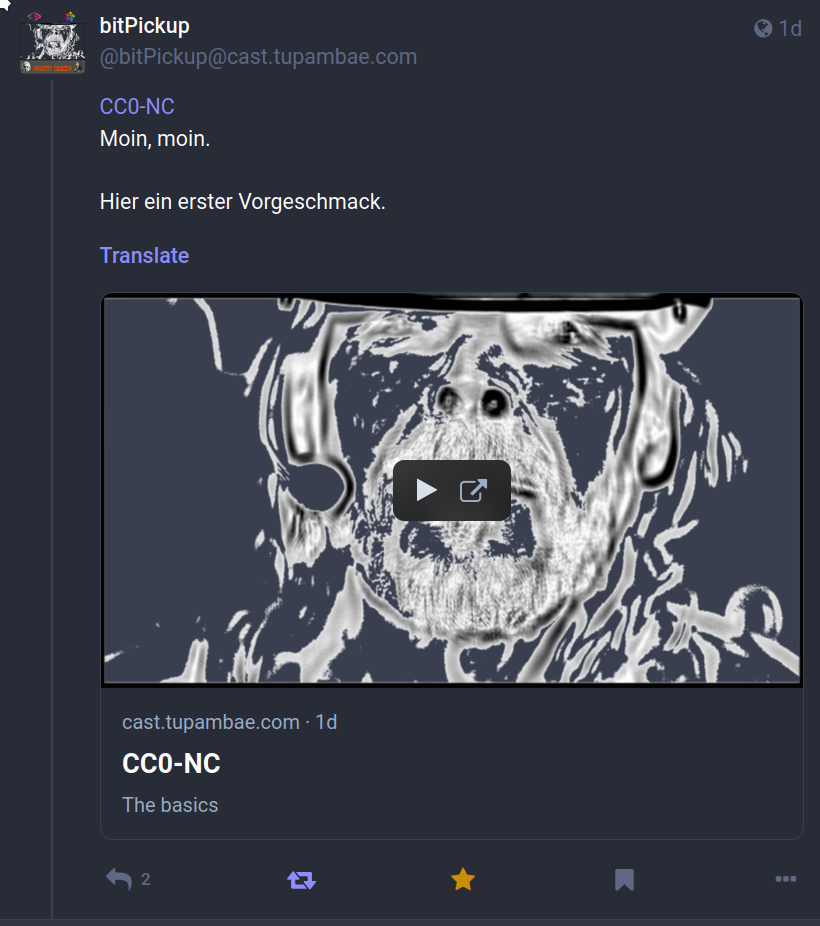 Screen of the castopod episode as displayed by mastodon.