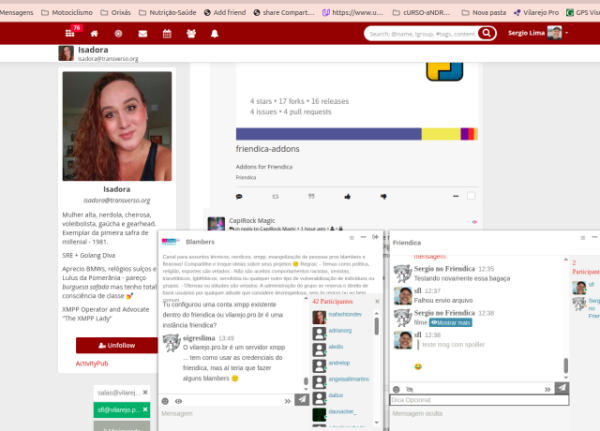 Screenshot of xmpp along with Frindica