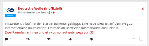 Screenshot eines Beitrags. Am Beitragsende sieht man einen Link mit Textbeschreibung.